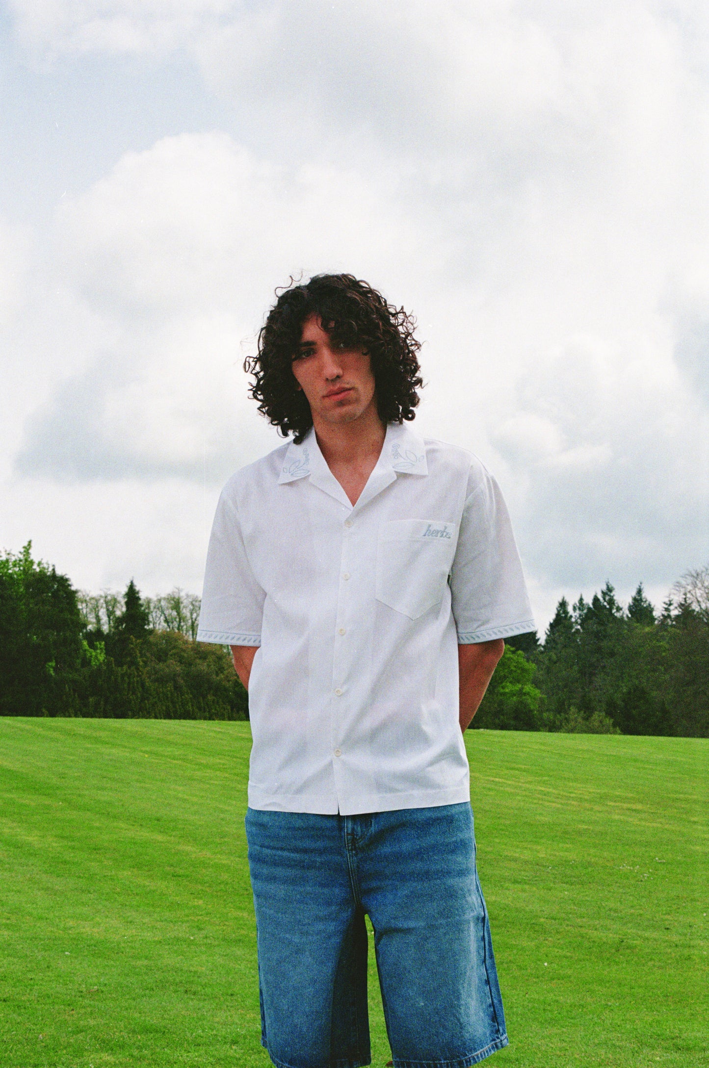 Embroidered White Cuban Shirt | White Cuban Shirt | Herbs