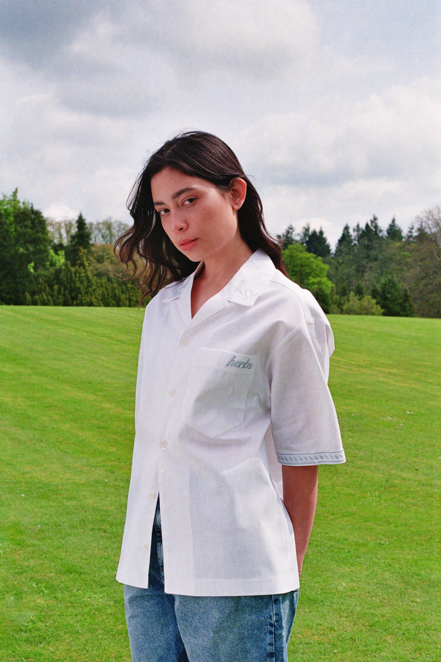 Embroidered White Cuban Shirt | White Cuban Shirt | Herbs